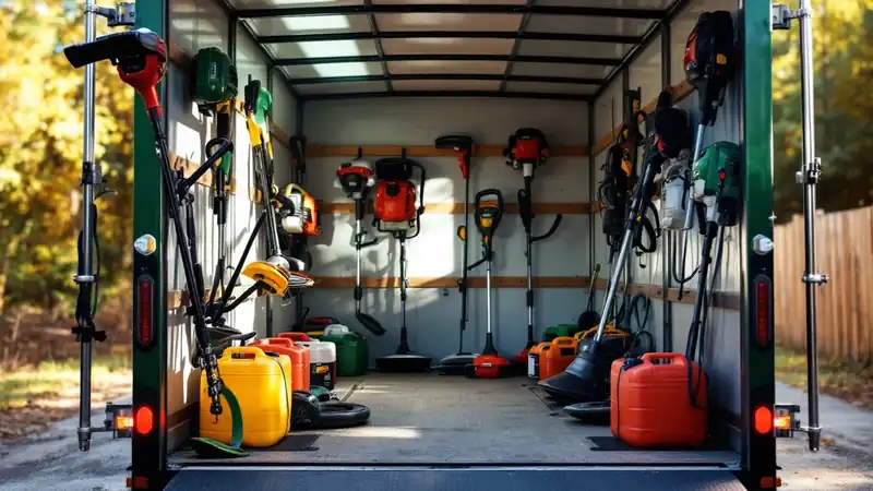 Trimmers, blowers and edgers on racks: insured only if they are scheduled.