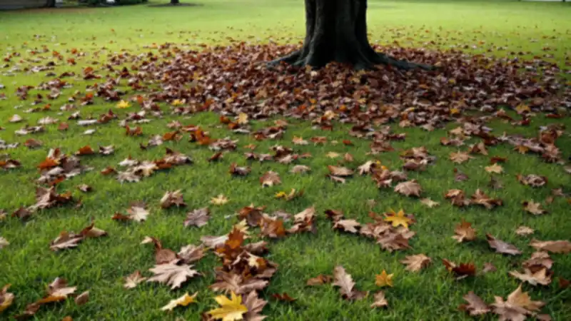Wet, matted oak leaves: the kind of cover that doubles a crew's hours.