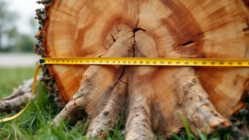 Measure the widest point at ground level, root flare included, before calling.