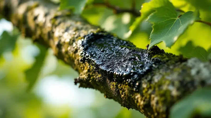 A painted oak wound, the one case where sealing a cut is advised.